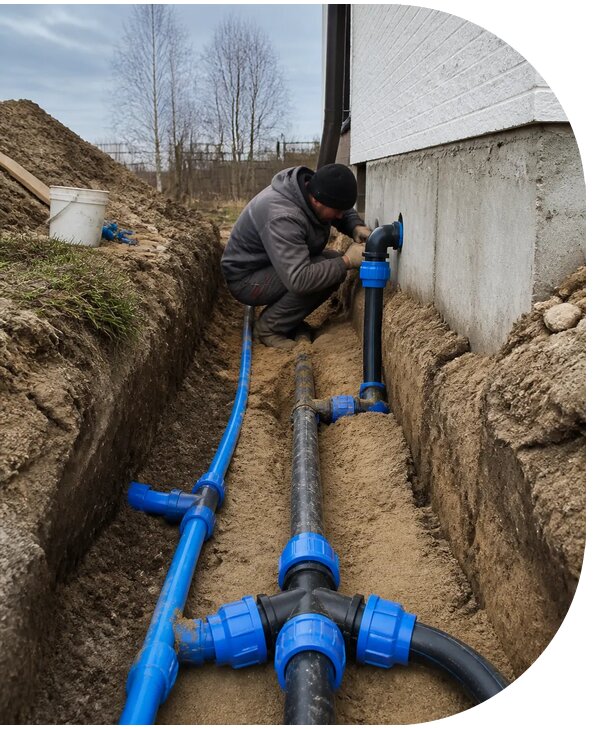Монтаж наружного водопровода на участке под ключ в Ярославле